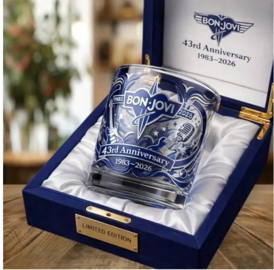 Discover [No box] Bon Jovi 1983 2026 43rd Anniversary Whiskey Glass