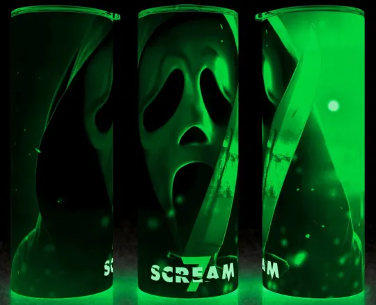 Discover Glow in the Dark Scream 7 Ghostface Tumbler with Lid and Straw 20oz