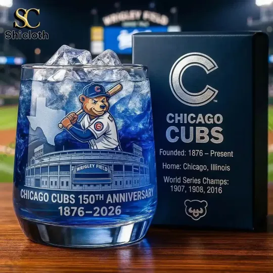 [No box]   Cubs 150th Anniversary Commemorative Whiskey Glass