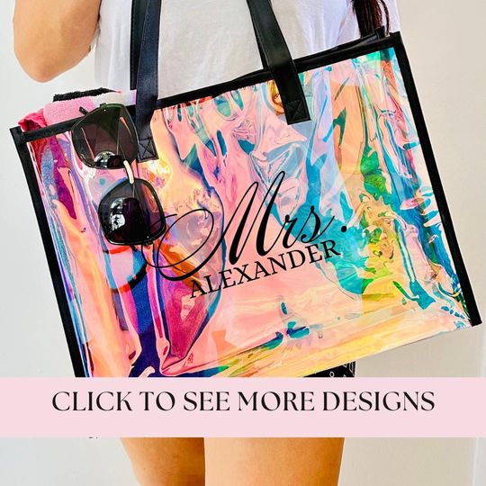 Bride Tote Bag, Holographic bag, Beach Bag, Girls Weekend tote, bride Gifts, Bachelorette Party, Honeymoon gift, Bridal Shower bag