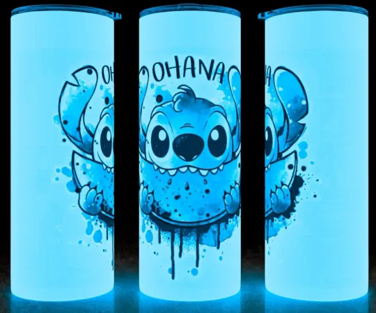 Discover Glow in the Dark Stitch Cartoon Tumbler with Lid and Straw 20oz