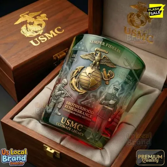 USMC 250th Anniversary Whiskey Glass