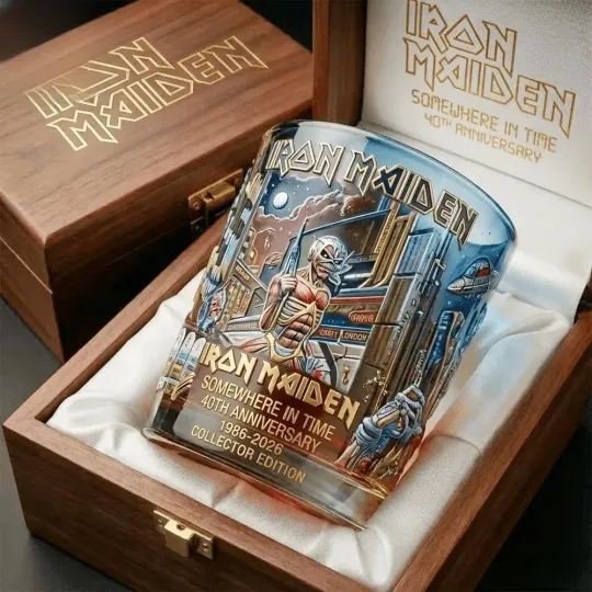 Iron Maiden Somewhere In Time 40Th Anniversary Whiskey Glass