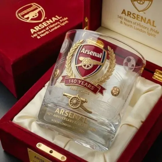 Discover Arsenal 140th Anniversary 1886-2026 Whiskey Glass