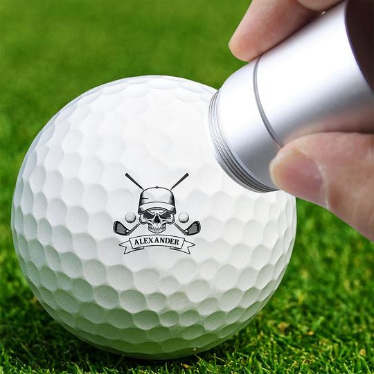 Personalized Golf Skull Golf Ball Stamp Box Golf Gifts for Men, Gift for Golfers, Golf Lovers