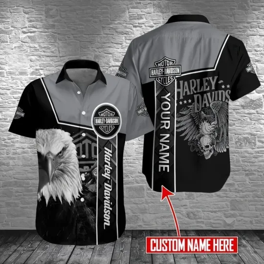 Discover Personalized Harley Motor Racing Davidson Casual Button Down Shirt