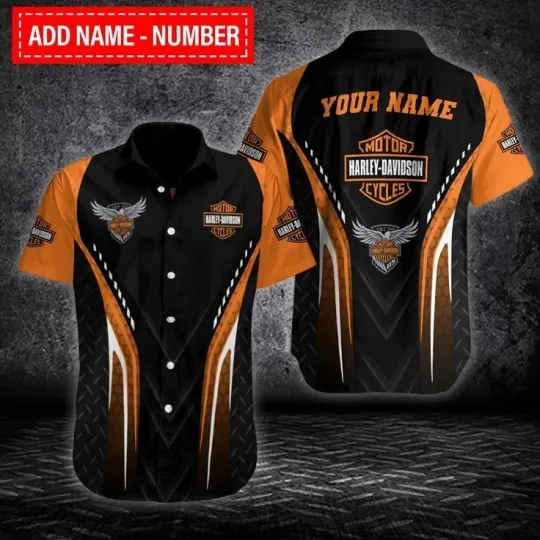 Discover Personalized Harley Motor Racing Davidson Casual Button Down Shirt