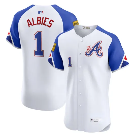 Discover NWT Men's #1 Ozzie Albies White City Connect Elite Patch Player Stitched Jersey