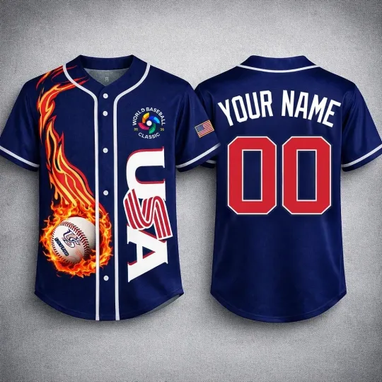 Discover Personalized USA Baseball Team 2026 World Baseball Classic Jersey Print For Fan