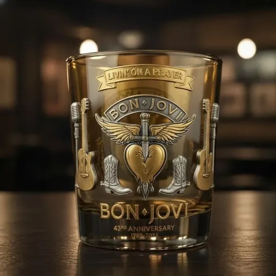 Discover [No box] Bon Jovi Logo 43Rd Anniversary Collectors Whiskey Glass