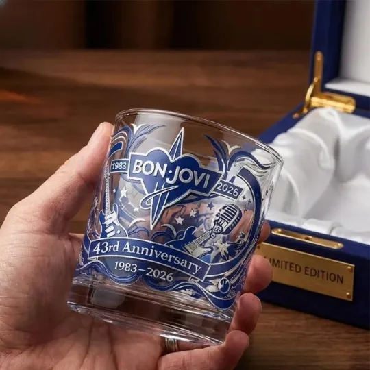 Discover [No box] Bon Jovi 43Rd Anniversary Collectors Whiskey Glass