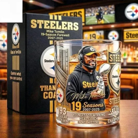Discover Pittsburgh Steeler Mike Tomlin 19 Season Farewell Whiskey Glass