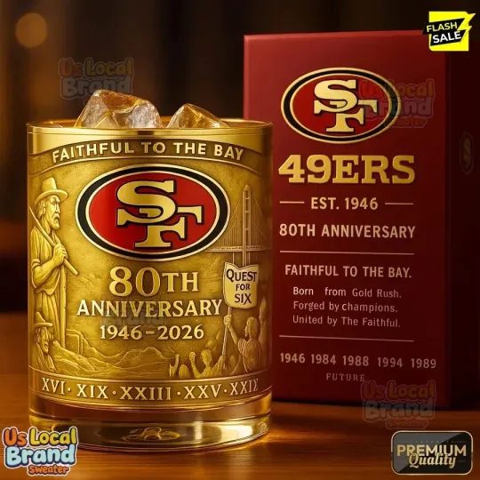 49ers 80th Anniversary Whiskey Glass