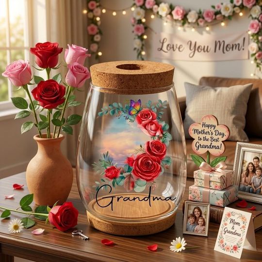 Personalized Flower Bulb Vase for Mother's Day Keepsake