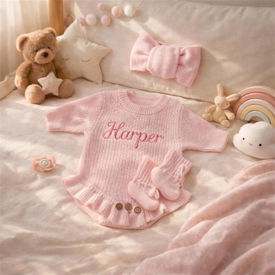 Custom Embroidered Baby Romper, Personalized Newborn Name Outfit, Coming Home Outfit, Infant Bodysuit, Baby Shower Gift, First Birthday Gift