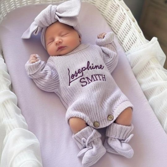 Discover Personalized Embroidered Baby Romper, Baby Cotton Romper, Coming Home Outfit, Newborn Name Romper, Baby Shower Gift, First Birthday Gift
