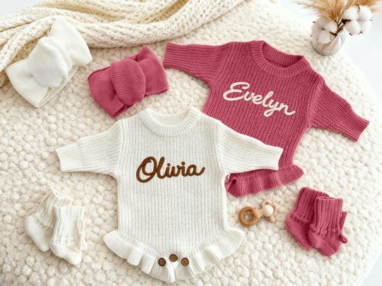 Discover Personalized Hand Stitched Baby Romper, Handmade Infant Girl Ruffle Romper, Baby Shower Gift, First Birthday, Easter Gift, Spring Baby Gift