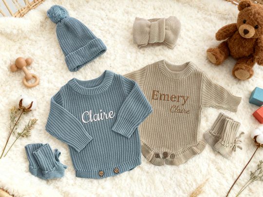 Personalized Baby Ruffle Romper Outfit, Embroidered Infant Outfit, Newborn Gift, Baby Shower, First Birthday Gift