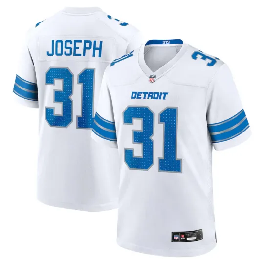 Discover Men's #31 Kerby Joseph White Game Jersey  Printed