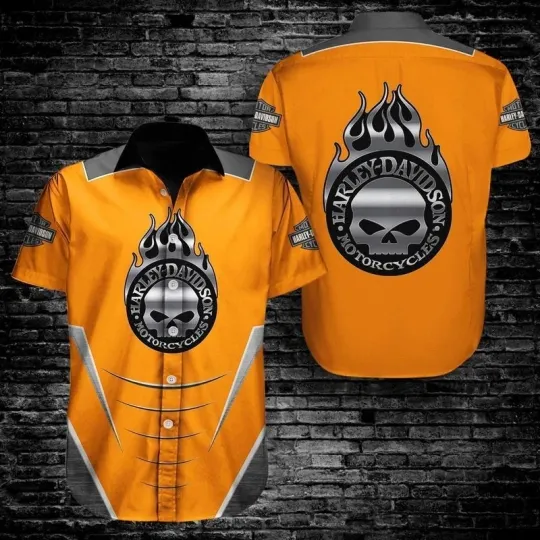 Discover Harley Racing Davidson Hawaiian Button Down Shirt