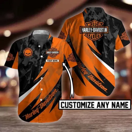 Discover Personalized Harley Racing Davidson Hawaiian Button Down Shirt