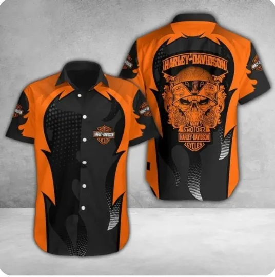 Discover Harley Racing Davidson Hawaiian Button Down Shirt