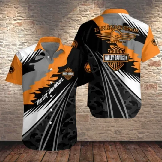 Discover Harley Racing Davidson Hawaiian Button Down Shirt