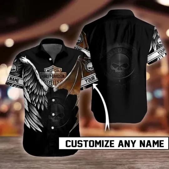 Discover Personalized Harley Racing Davidson Hawaiian Button Down Shirt