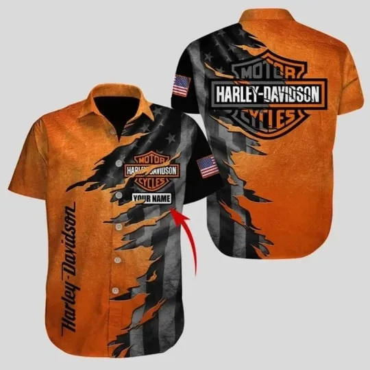 Discover Personalized Harley Racing Davidson Hawaiian Button Down Shirt