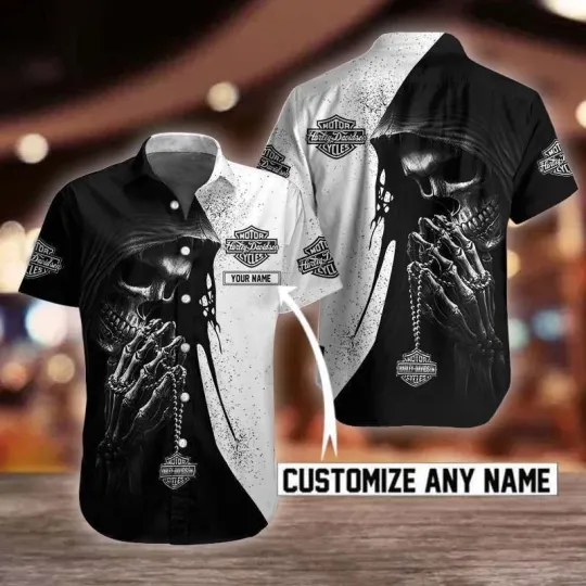 Discover Personalized Harley Racing Davidson Hawaiian Button Down Shirt