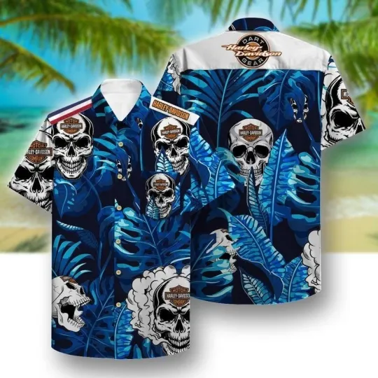 Discover Harley Racing Davidson Hawaiian Button Down Shirt