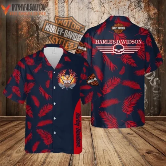 Discover Harley Racing Davidson Hawaiian Button Down Shirt