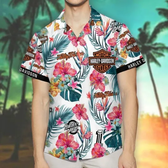 Discover Harley Racing Davidson Hawaiian Button Down Shirt