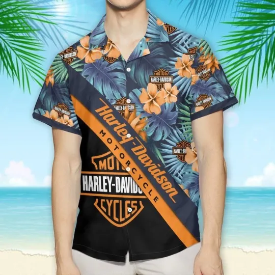 Discover Harley Racing Davidson Hawaiian Button Down Shirt