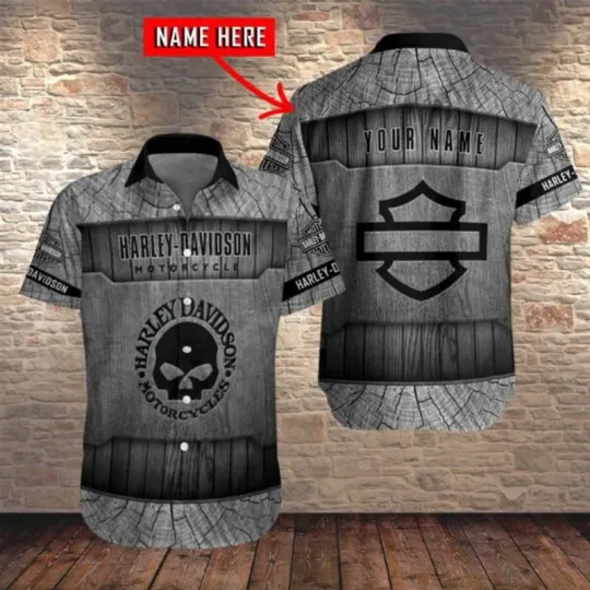 Discover Personalized Harley Racing Davidson Hawaiian Button Down Shirt