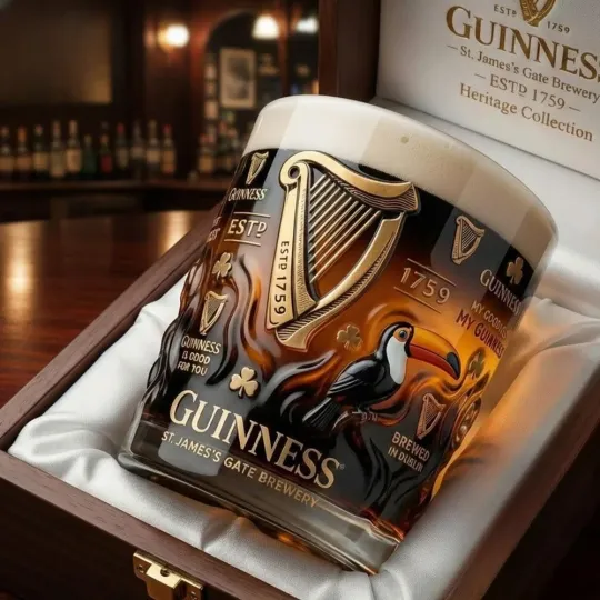 Discover Guinness Toucan & Harp Relief Whiskey Glass