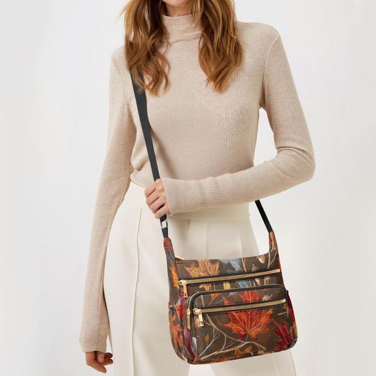 Fall Leaf Multi-pocket Crossbody Bag for Mom, Grandma, Wife