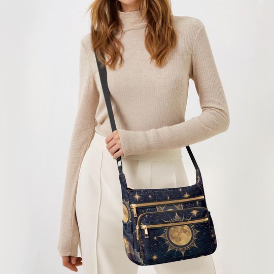 Galaxy Moon Stars Multi-pocket Crossbody Bag for Women