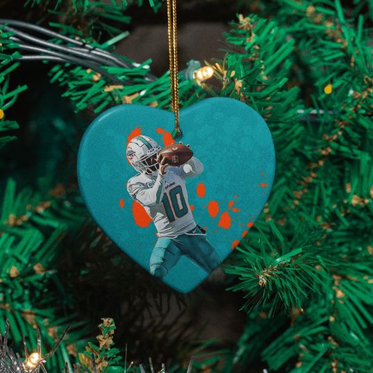 Tyreek Miami Football Ornament - Custom Ceramic Christmas Decor