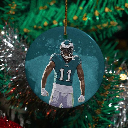 Football Ornament: Brown Star Player Design - Custom Ceramic Keepsake