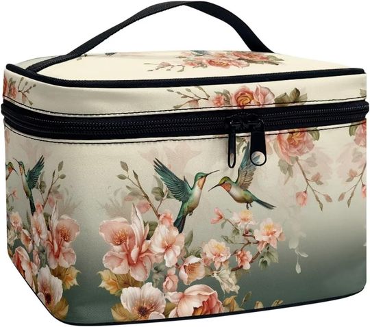 Flashideas Hummingbird Large Makeup Bag with Portable Design and Brush Compartments