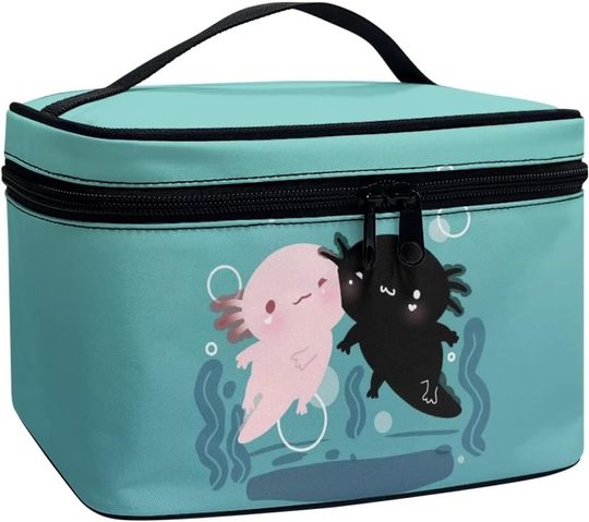 Travel Makeup Organizer Bag for Women, Axloltls Blue Cosmetic Case
