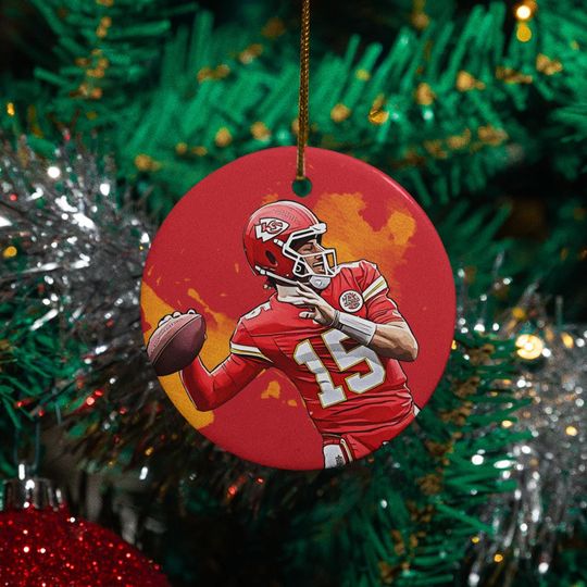 Mahomes Football Ornament: Personalized Ceramic Christmas Decor