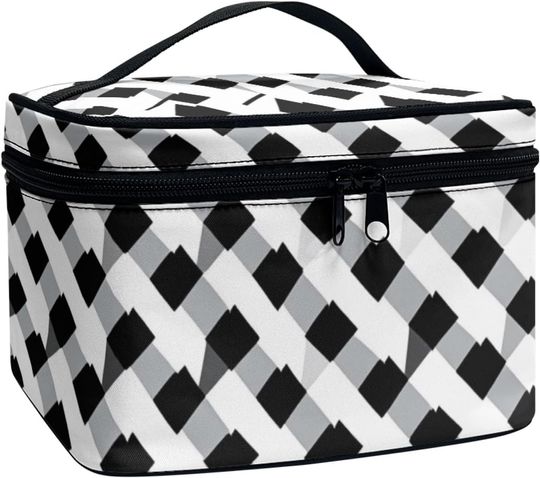 Black Checkerboard Travel Makeup Bag