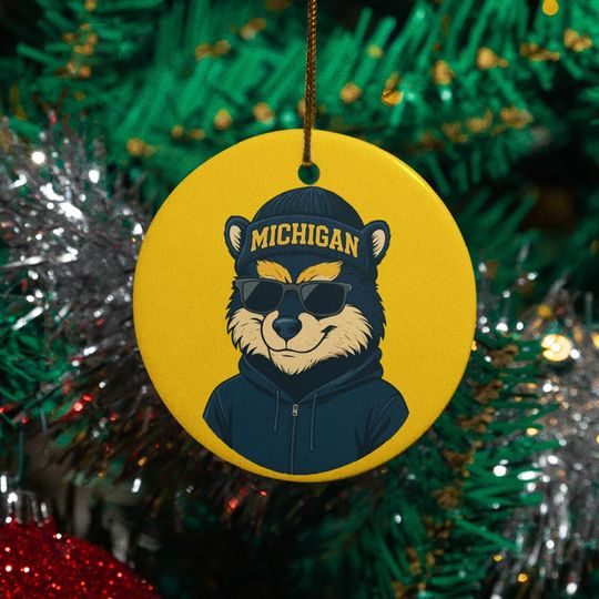 Michigan Football Ornament: Personalized Ceramic Tree Decor
