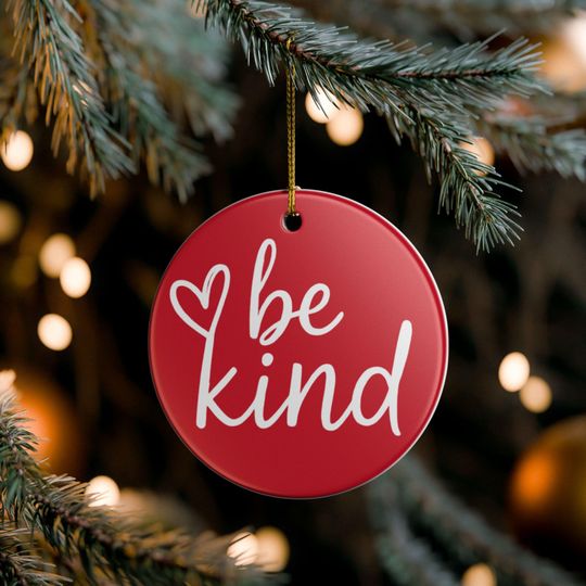 Be Kind Heart Ceramic Ornament, 3 inch round, Teacher Life Present, Elementary Middle High School Graduation Appreciation Gift Bag, Student