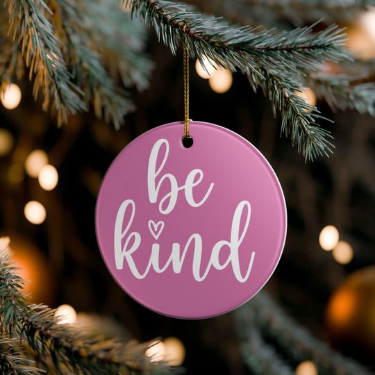 Be Kind Heart Ceramic Ornament, 3 inch round, Teacher Life Present, Elementary Middle High School Graduation Appreciation Gift Bag, Student