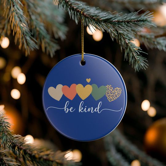 Be Kind Hearts Ceramic Ornament, 3 inch round, Teacher Life Present, Elementary Middle High School Graduation Appreciation Gift Bag, Student