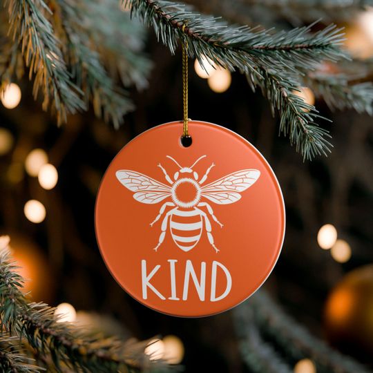 Bee Kind Ceramic Ornament, 3 inch round, Teacher Life Present, Elementary Middle High School Graduation Appreciation Gift, Student, Him Her
