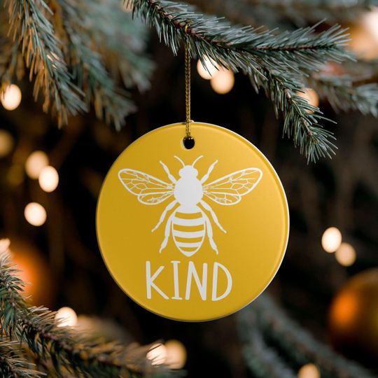 Discover Bee Kind Ceramic Ornament, 3 inch round, Teacher Life Present, Elementary Middle High School Graduation Appreciation Gift, Student, Him Her